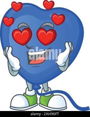 Super niedlich Falling in Love blue Liebe ballon Zeichentrickfigur Stock Vektor