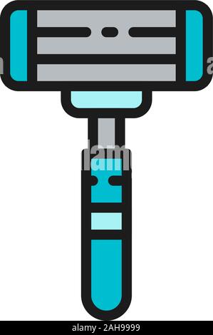 Verfügbare shaving razor Flachbild Color Line Symbol. Auf weissem Hintergrund Stock Vektor