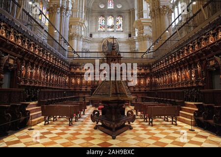 Der Chor im Inneren der Kathedrale Unserer Lieben Frau von der Menschwerdung/' die Kathedrale im Stadtzentrum Malaga Costa del Sol Andalusien Spanien