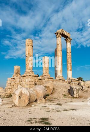 Ruinen, Säulen, Tempel des Herkules, Zitadelle von Amman, Amman, Jordanien Stockfoto