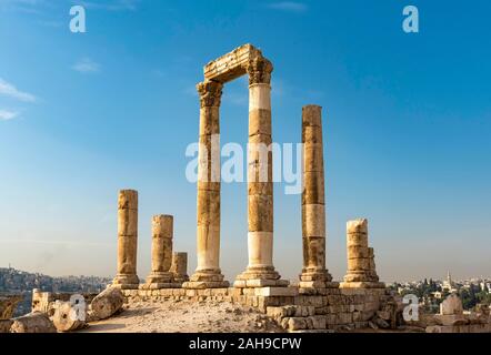 Ruinen, Säulen, Tempel des Herkules, Zitadelle von Amman, Amman, Jordanien Stockfoto