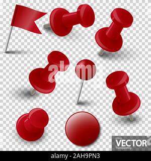 Sammlung von verschiedenen Pin Nadeln in einer Farbe mit Vector Transparenz Stock Vektor