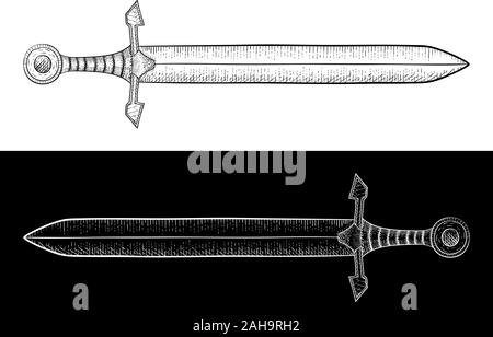Schwert. Hand gezeichnete Skizze. Vector Illustration. Stock Vektor