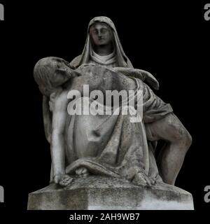Pieta Skulptur Mutter und Sohn Jungfrau Maria von Michelangelo künstlerische Kunst auf soliden Hintergrund 3d Illustration Stockfoto