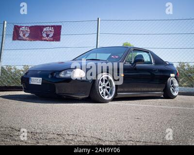 MONTMELO, Spanien - September 29, 2019: 1992 Statische Honda Civic CR-X del Sol an Straßen in der Stadt Stockfoto