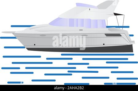 Boot veranschaulicht in einem Cartoon Stil Segeln im Meer Vector Illustration auf weißem Hintergrund Stock Vektor