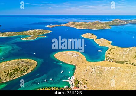 Kornati. Erstaunliche Insel Archipel Landschaft des Nationalparks Kornati Luftaufnahme, Dalmatien Region von Kroatien Stockfoto