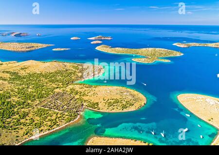 Kornati. Erstaunliche Insel Archipel Landschaft des Nationalparks Kornati Luftaufnahme, Dalmatien Region von Kroatien Stockfoto