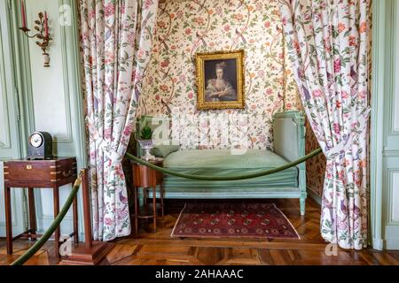 Villandry, Frankreich - 17. Oktober 2019: Einrichtung der Zimmer im Chateau de Villandry, Tal der Loire. Frankreich. Eines der meistbesuchten Schlösser in Frankreich. Stockfoto