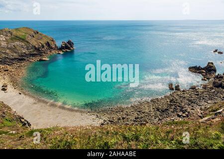 Nez de Jobourg ist ein bekannter und beliebter Wahrzeichen an der normannischen Küste Stockfoto