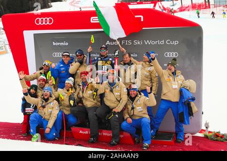 Bormio, Italien, 27.12.2019, italienische Team Podium mit Paris Dominik (ITA) beim Audi FIS Weltmeisterschaft 2019 - Männer &#39;s bergab - Ski - Credit: LPS/Sergio Bisi/Alamy leben Nachrichten Stockfoto