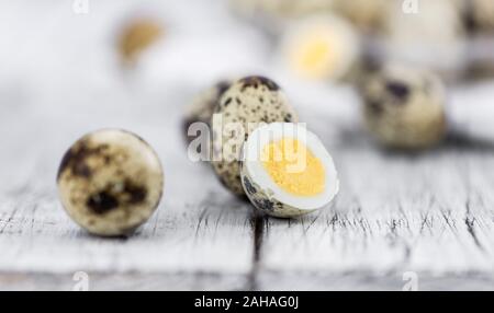 Teil von der Wachtel Eier als detaillierte Nahaufnahme; selektive Fokus Stockfoto