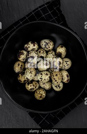 Teil von der Wachtel Eier als detaillierte Nahaufnahme; selektive Fokus Stockfoto