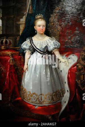 Isabel II (1830-1904). Königin von Spanien. Isabel II als Kind. Portrait von Carlos Luis de Ribera y Fieve (1815-1891), 1836. Museum der Romantik. Madrid. Spanien. (Auf Kredit, Prado Museum, Madrid). Stockfoto
