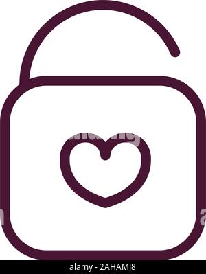 Valentines happy day Vorhängeschloss Herz Liebe öffnen romantisches Gefühl symbol Vektor-illustration dicke Linie Stock Vektor