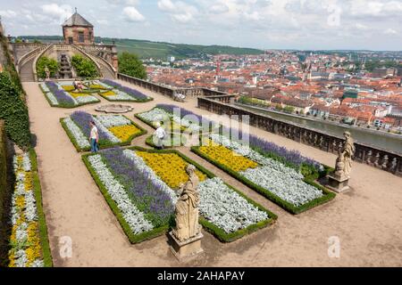 Der Fürstengarten Marienberg, Festung Marienberg in Würzburg, Bayern. Stockfoto