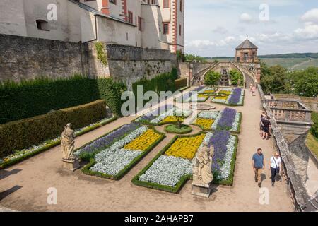 Der Fürstengarten Marienberg, Festung Marienberg in Würzburg, Bayern. Stockfoto