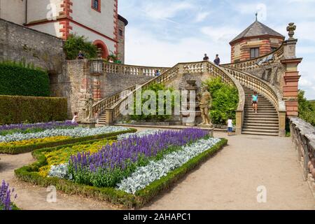 Der Fürstengarten Marienberg, Festung Marienberg in Würzburg, Bayern. Stockfoto