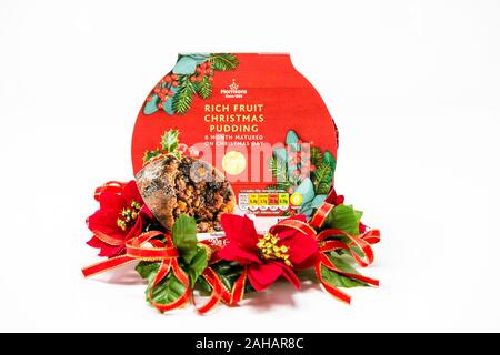 Morrisons reiche Frucht Christmas Pudding. Stockfoto