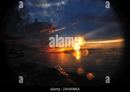 Sonnenuntergang über den Lake Superior, Northern Michigan, USA Stockfoto