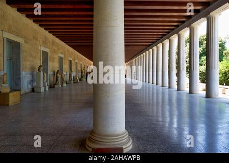 Athen Griechenland. Die Stoa des Attalos an der antiken Agora Stockfoto