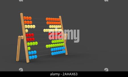 3D-Rendering eines Abakus in Studio Hintergrund isoliert Stockfoto