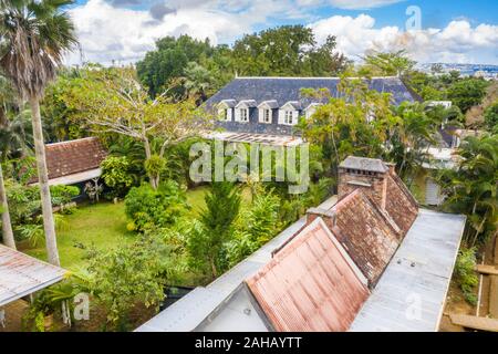Eureka La Maison Creole Haus und Gärten, Luftaufnahme, Moka, Montagne Ory, Indischer Ozean, Mauritius Stockfoto