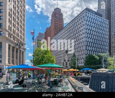 Campus Martius Park in der Innenstadt von Detroit, Michigan, USA Stockfoto