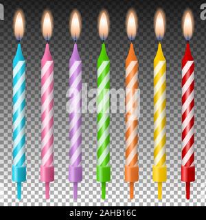 Bunte isoliert Geburtstag Kerzen Stockfoto