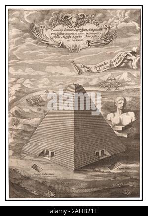 Große Pyramide und Sphinx von Gizeh Turris Babel: 1679 Illustrationsstich große Pyramide und Sphinx von Gizeh Kircher, Athanasius (deutscher Zeichner, Kupferstecher und Gelehrter, 1602-1680) Illustrationsdatum: 1679 Stockfoto