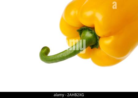 Nahaufnahme eines Reife gelbe Paprika auf weißem Hintergrund. Stockfoto