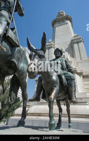 Don Quixote, Sancho Panza Statuen am Plaza de España, Madrid, Spanien Stockfoto