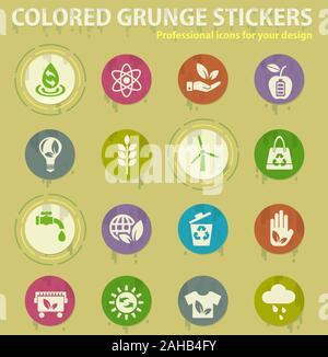 Alternative Energie Farben grunge Icons Stock Vektor