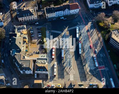 Luftaufnahme, ZOB an der Friedrich-Ebert-Straße, Velbert, Ruhrgebiet, Nordrhein-Westfalen, Deutschland, DE, Europa, Vögel-Augen-blick, aeri Stockfoto