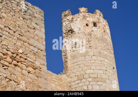 Die Maurische und Templer Burg (10. - 13. Jahrhundert) von Alcala de Xivert, Region Valencia (Spanien) Stockfoto