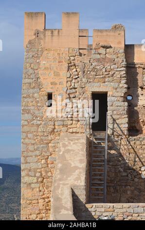 Die Maurische und Templer Burg (10. - 13. Jahrhundert) von Alcala de Xivert, Region Valencia (Spanien) Stockfoto