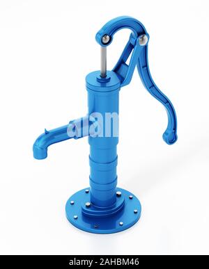 Vintage Wasserpumpe auf weißem Hintergrund. 3D-Darstellung. Stockfoto
