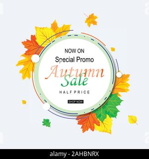 Herbst Sale Vektor Banner Design mit Text und Rabatt promo Design Stock Vektor