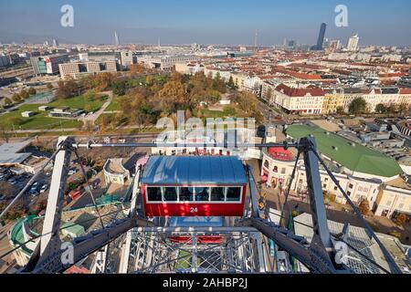 Riesenrad Panoramablick auf das Rad. Prater. Die älteste Riesenrad der Welt. Wien Österreich Stockfoto