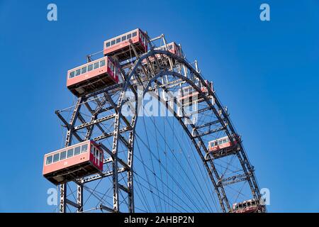 Riesenrad Panoramablick auf das Rad. Prater. Die älteste Riesenrad der Welt. Wien Österreich Stockfoto