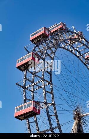 Riesenrad Panoramablick auf das Rad. Prater. Die älteste Riesenrad der Welt. Wien Österreich Stockfoto