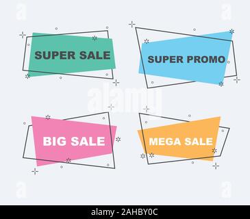 Sammlung von Verkauf Rabatt gestaltete Banner, Embleme, Etiketten, Tags, Ribbon. Flache Bauweise große Verkauf, Sonderpreis, Saison und Banner Vector Illustration Stock Vektor