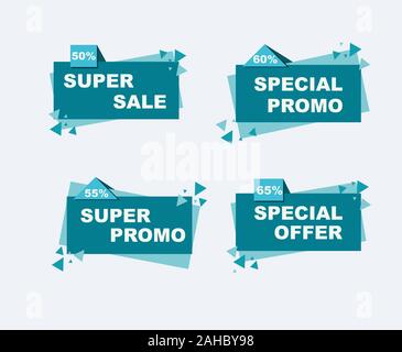 Sammlung von Verkauf Rabatt gestaltete Banner, Embleme, Etiketten, Tags, Ribbon. Flache Bauweise große Verkauf, Sonderpreis, Saison und Banner Vector Illustration Stock Vektor