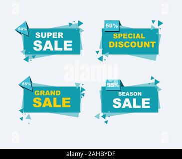 Sammlung von Verkauf Rabatt gestaltete Banner, Embleme, Etiketten, Tags, Ribbon. Flache Bauweise große Verkauf, Sonderpreis, Saison und Banner Vector Illustration Stock Vektor