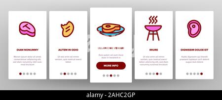 Fleisch Steak Onboarding Icons Set Vector Stock Vektor