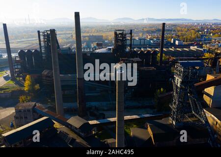 Luftaufnahme von einer geschlossenen metallurgischen Werk in Vitkovice (Ostrava). Der Tschechischen Republik Stockfoto