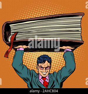 Ein Mann hält ein Buch in den Händen Stock Vektor