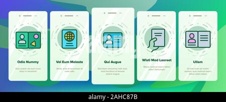 Reisepass Onboarding Icons Set Vector Stock Vektor