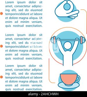 Emotionen steuern Artikel Seite vektor Vorlage. Training, positiv, entspannen. Psychische Gesundheit, Gefühl. Broschüre Design Element mit linearen Symbole und Te Stock Vektor