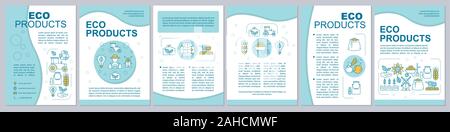 Eco Produkte Broschüre Vorlage, Layout. Die ökologische Landwirtschaft. Flyer, Broschüre, Prospekt print Design mit Symbolen. Organische Landwirtschaft. Vektor Seitenlayouts f Stock Vektor